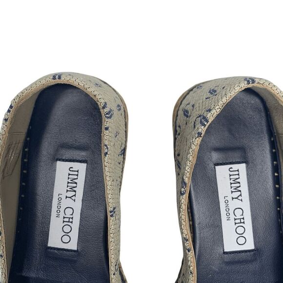 Jimmy Choo Dru Logo-Print Espadrilles EU 36.5 Monogram Canvas/Leather Flats - Picture 7 of 10